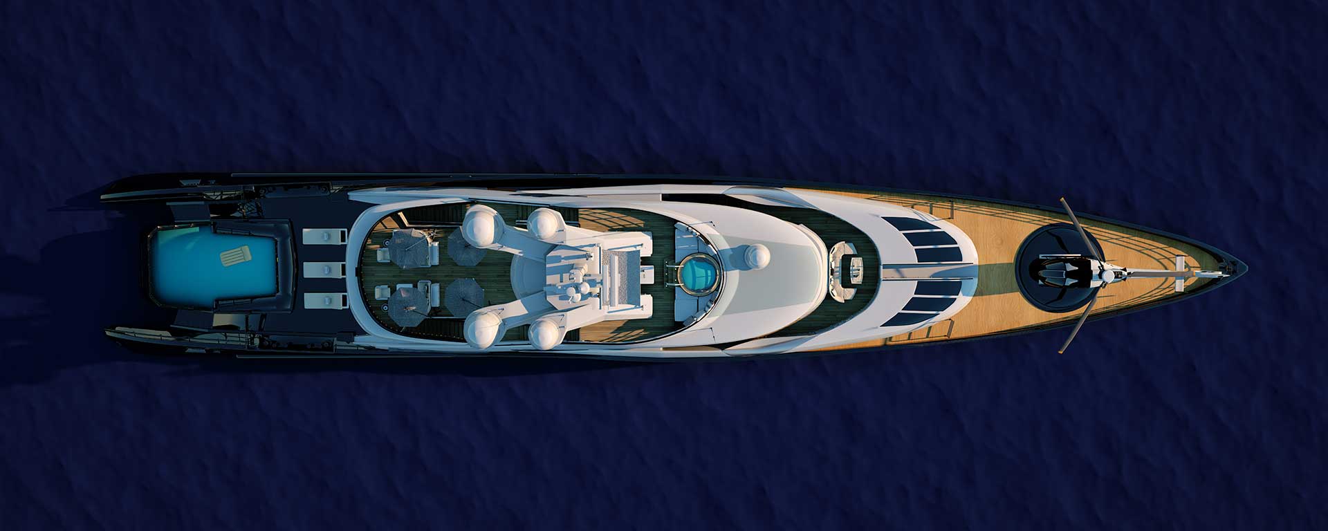 Luxury yacht aerial